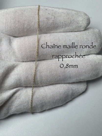 Chaîne maille ronde rapprochée 0,8mm en or 10k