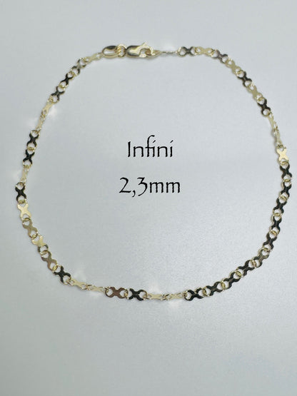 #123 bracelet infini 2,3 mm en or 10k