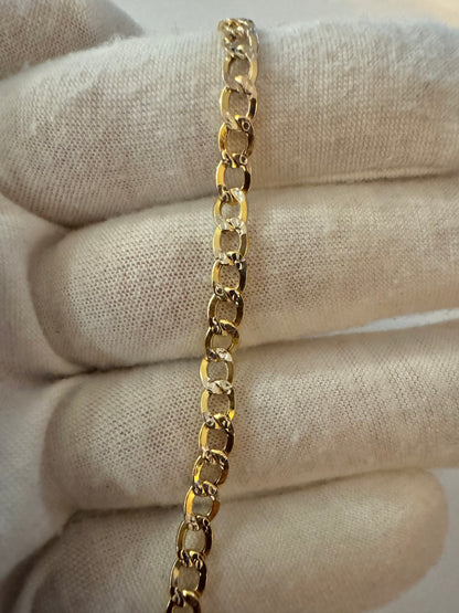 #107 bracelet gourmet coupe diamantée 4,5mm en or 10k