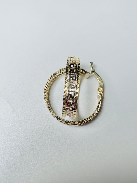 #310 boucles d’oreilles anneaux médusa deux couleurs en or 10k