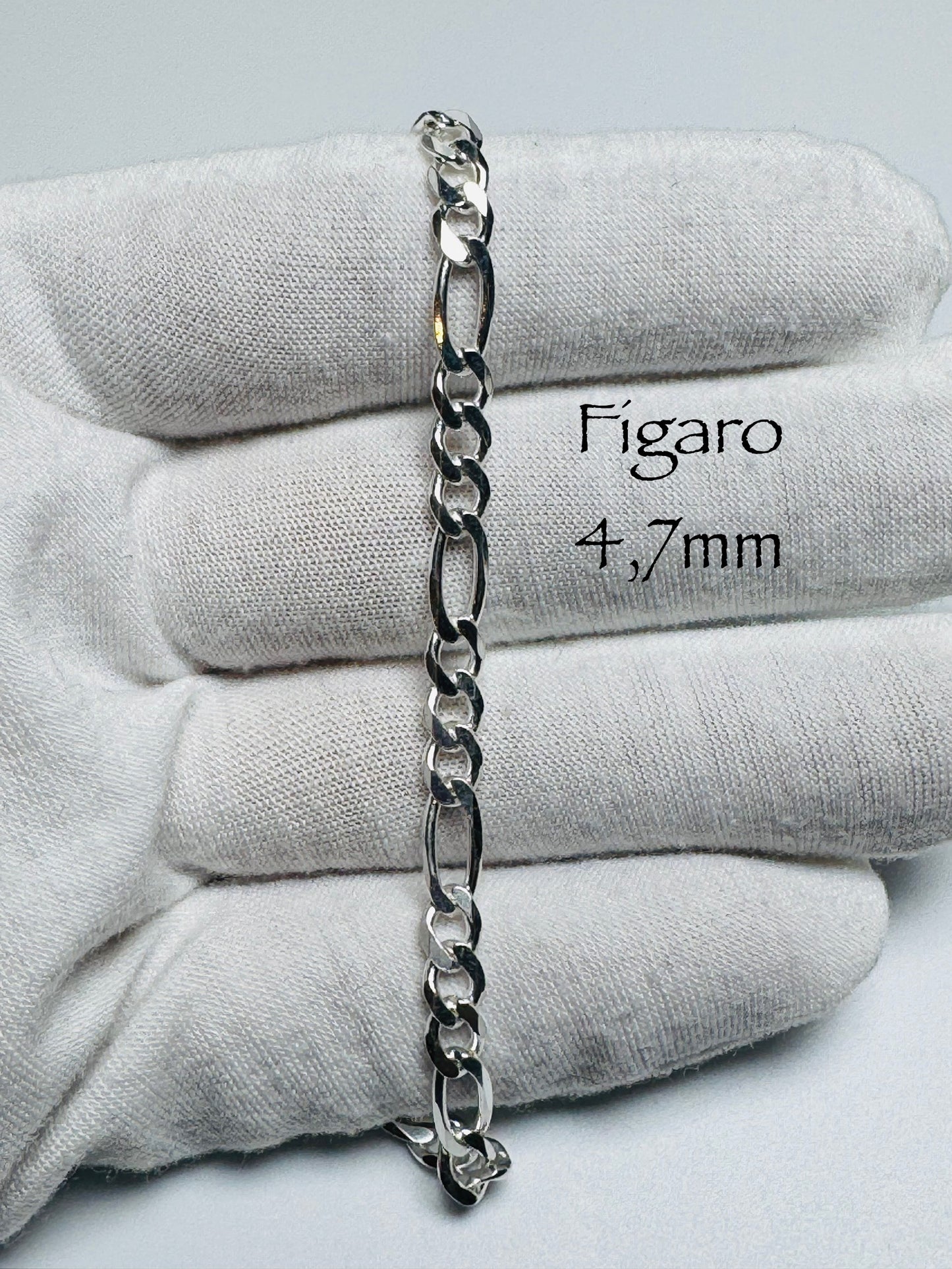 Chaîne Figaro 4,7 mm en argent sterling italien 925