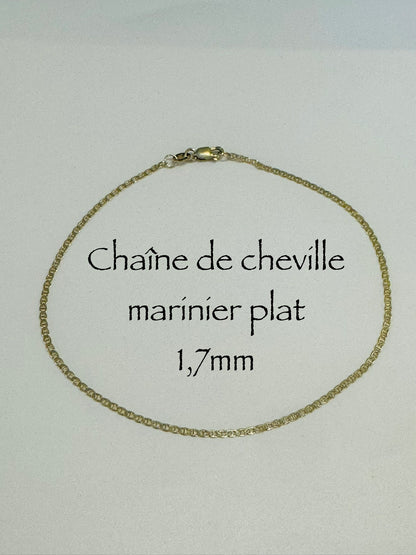 #504 chaîne de cheville marinier plat en or 10k￼
