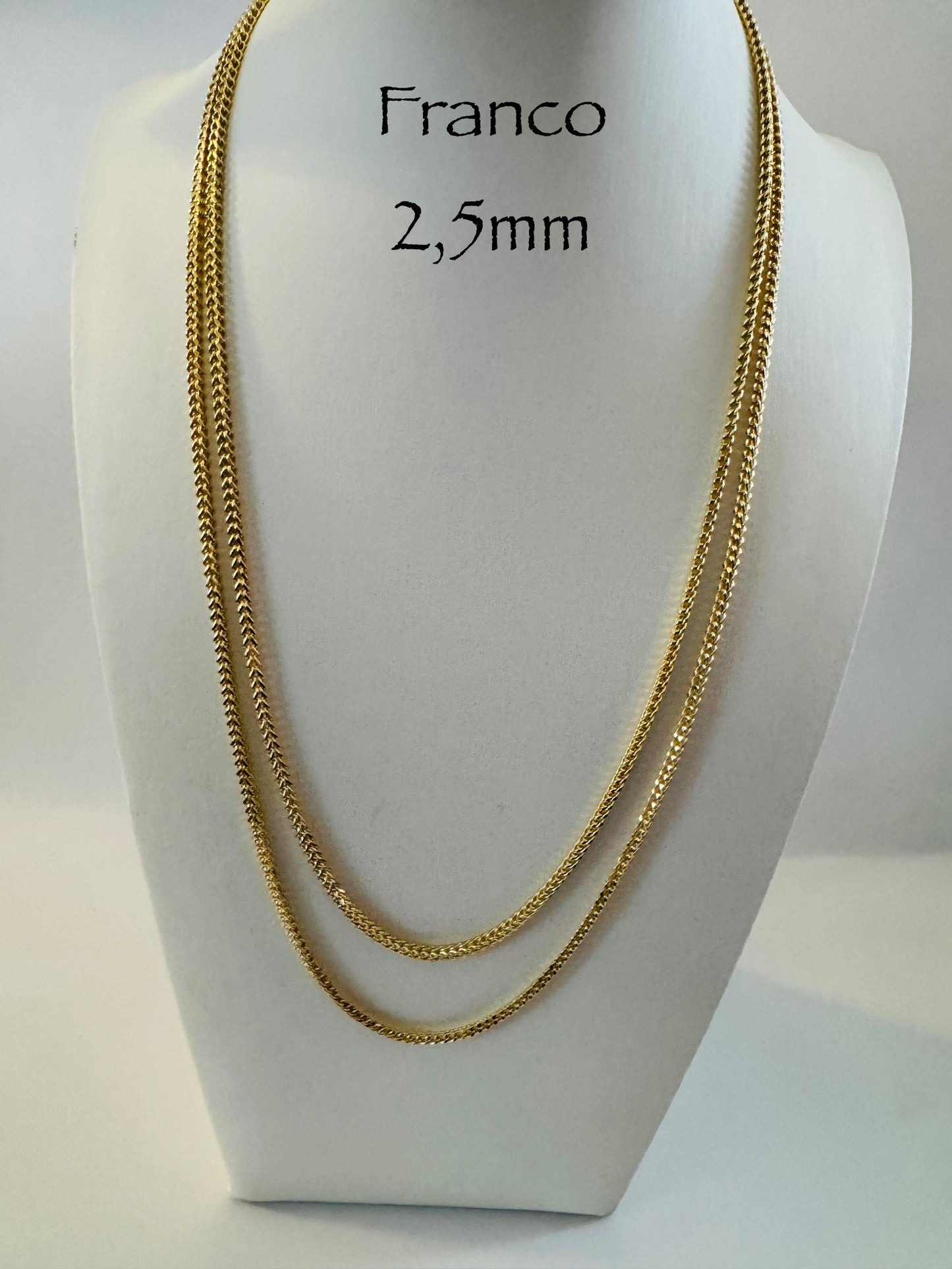 Cadena Franco de 2,5 mm en oro de 10 k