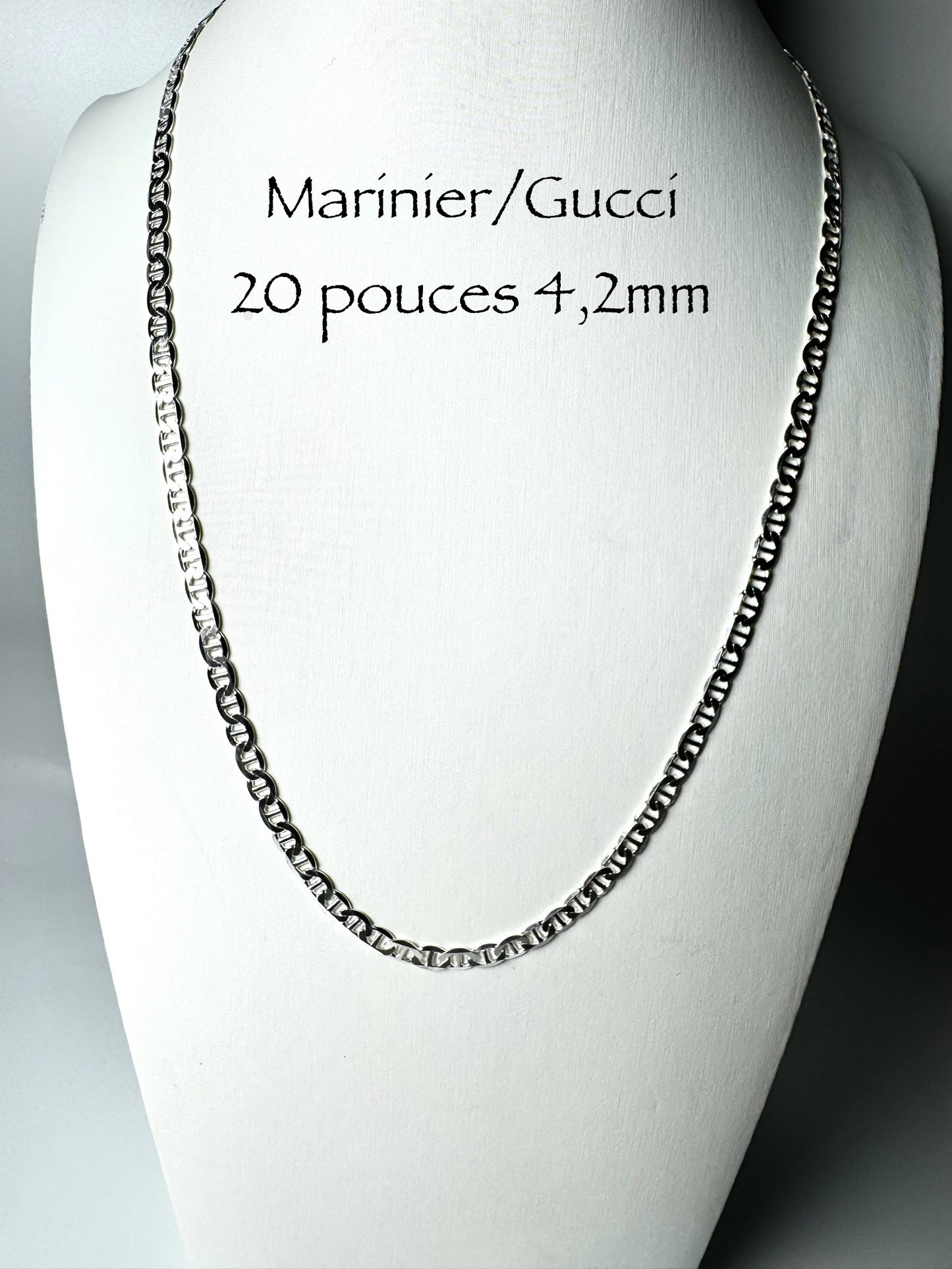 Chaîne marinier/Gucci 4,2 mm en argent/sterling italien 925