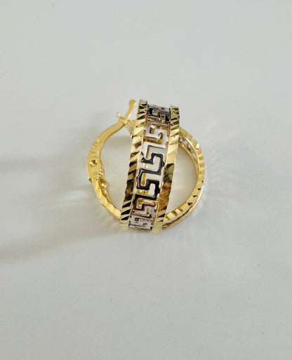 #324 boucles d’oreilles anneaux médusa 2 couleurs 1,5mm en or 10k