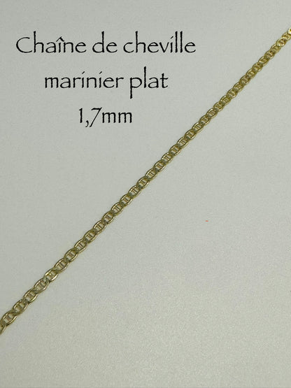 #504 chaîne de cheville marinier plat en or 10k￼