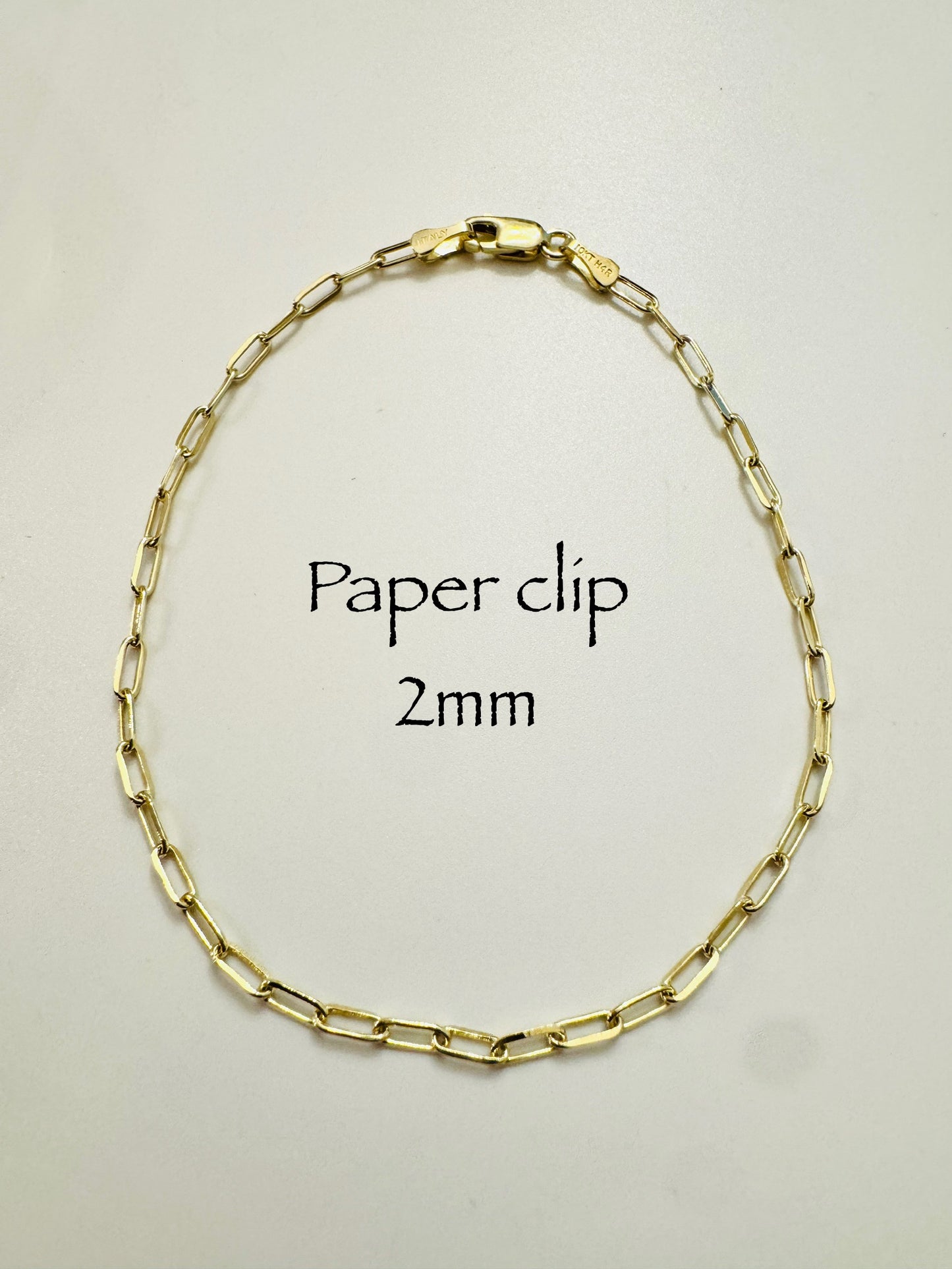 #113 bracelet paper clip 2 mm en or 10k