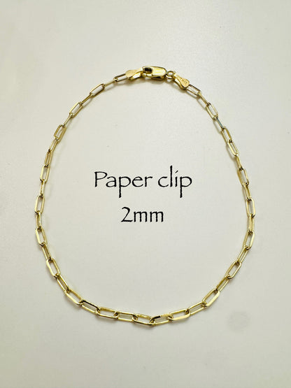 #113 bracelet paper clip 2 mm en or 10k