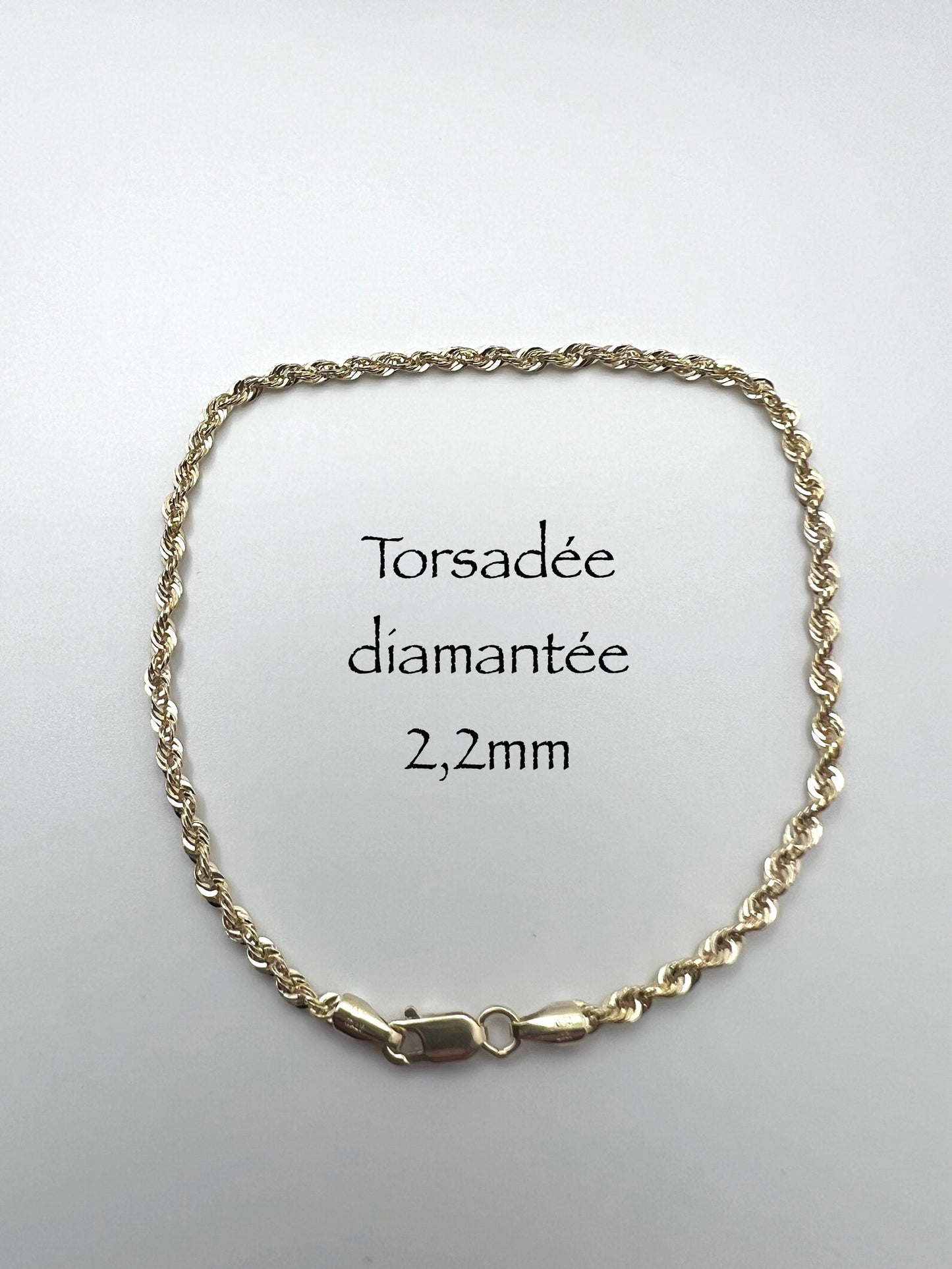 #108 bracelet torsadée diamantée 2,2mm en or 10k