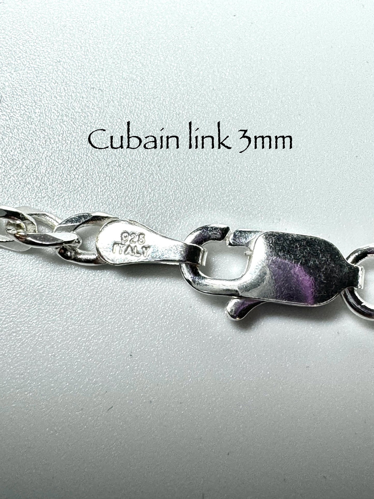 Chaîne Cubaine Link 3 mm en argent sterling italien 925