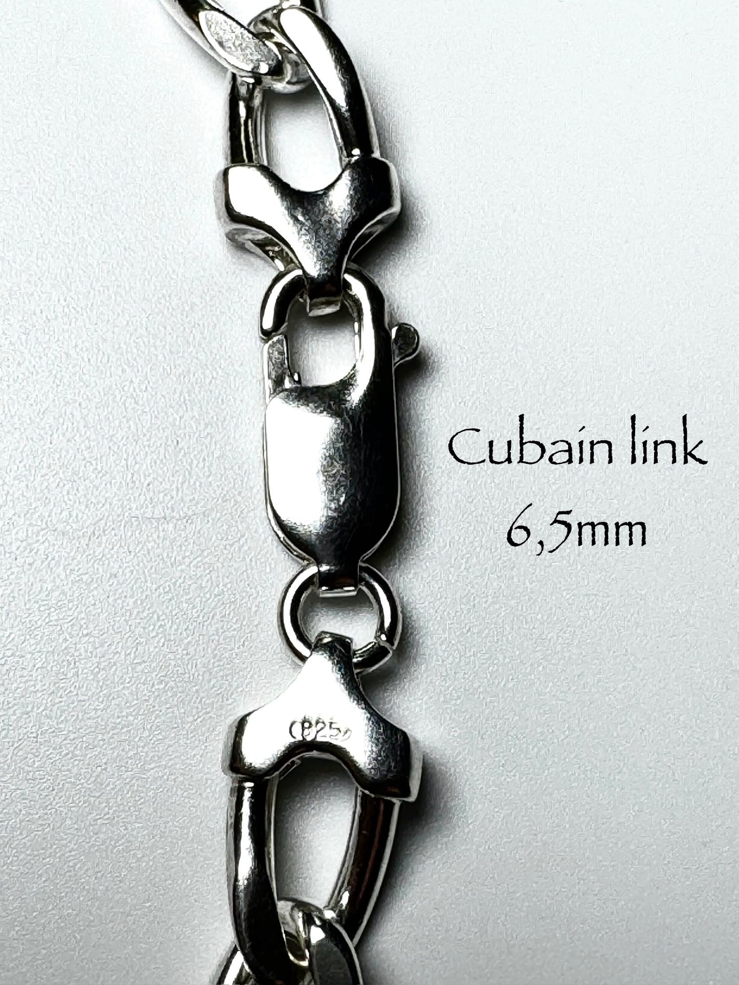 Bracelet cubain Link 6,5 mm en argent/sterling 925