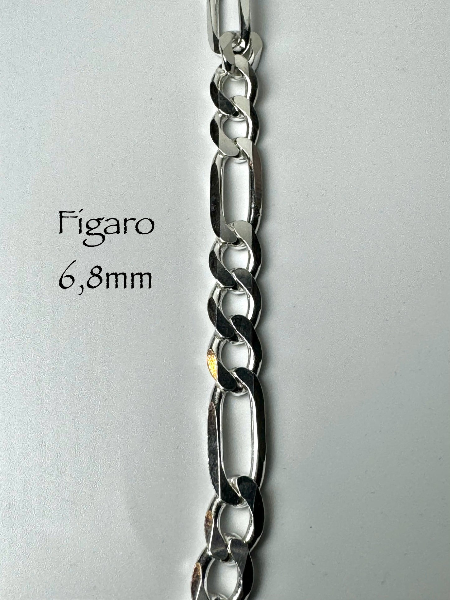 6mm Figaro Chain 925 Italian Silver/Sterling