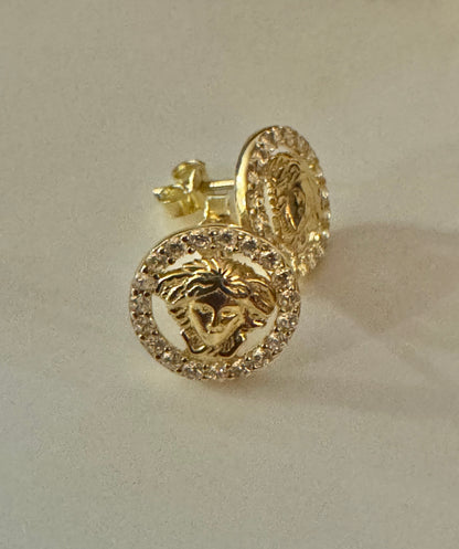 #327 boucles d’oreilles médusa à tige avec zircon en or 10k