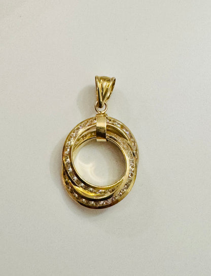 #434 pendentif cercle enlacé avec zircon en or 10k