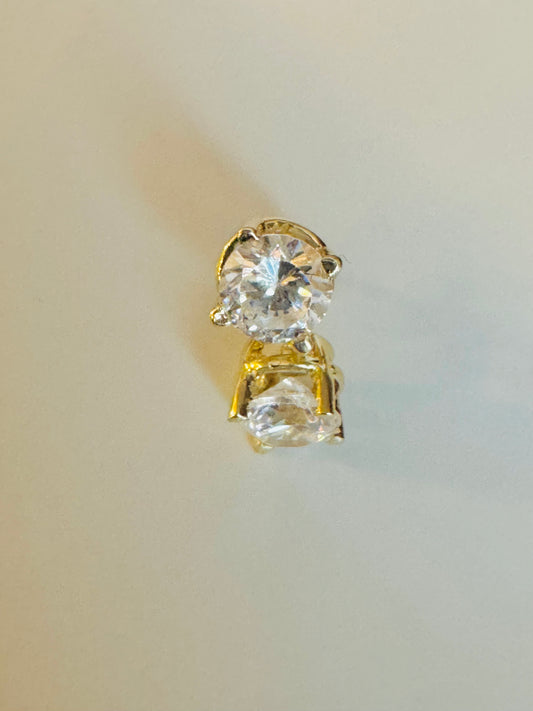 #317 boucles d’oreilles à tige zircon rond 6,5mm en or jaune 10k