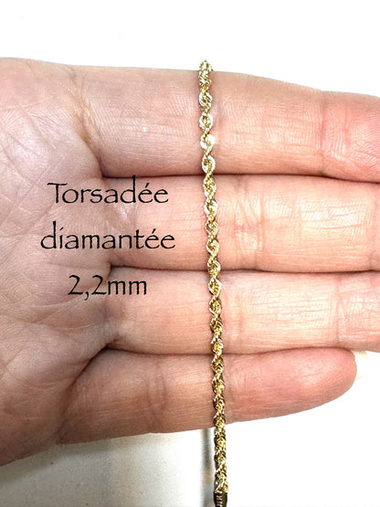 #108 bracelet torsadée diamantée 2,2mm en or 10k