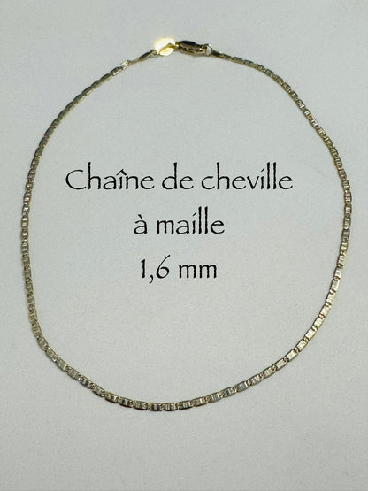 #505 chaîne de cheville à maille 1,6 mm en or 10k￼