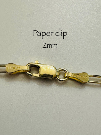 #113 bracelet paper clip 2 mm en or 10k