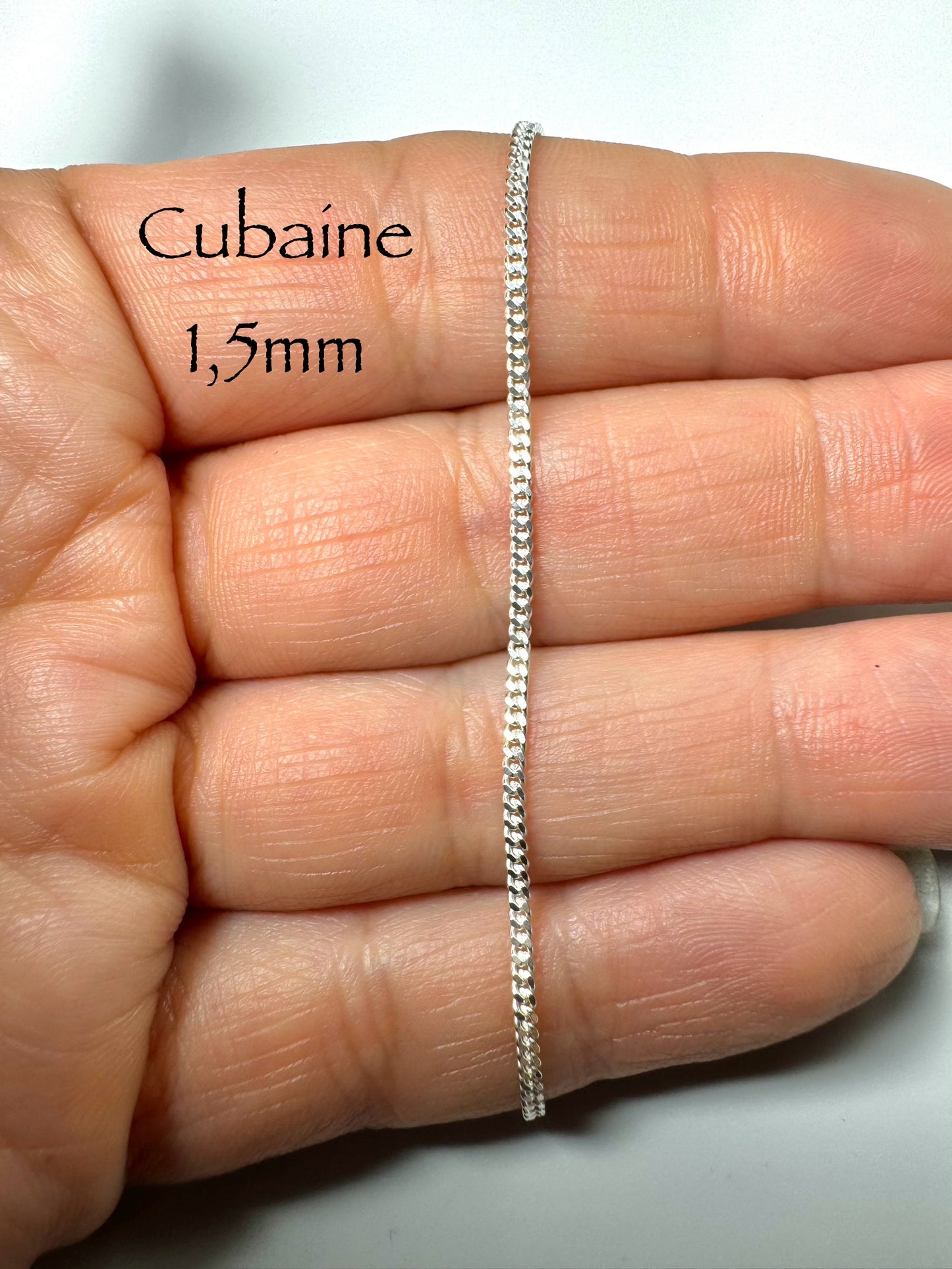 1.5mm Cuban Chain in 925 Italian Silver/Sterling