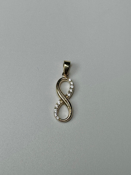 Gold infinity pendant with zircon