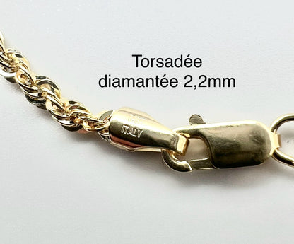 #108 bracelet torsadée diamantée 2,2mm en or 10k