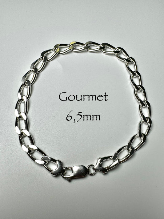 Bracelet gourmet 6,5 mm en argent/sterling 925