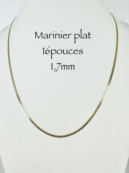 Chaîne marinier plat 1,7mm en or 10k