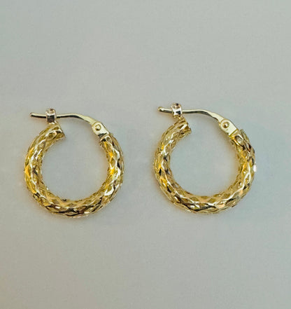 #304 boucles d’oreilles petites anneaux trouées en or 10k