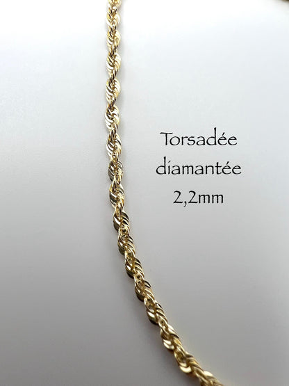 #108 bracelet torsadée diamantée 2,2mm en or 10k