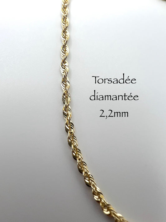#108 bracelet torsadée diamantée 2,2mm en or 10k