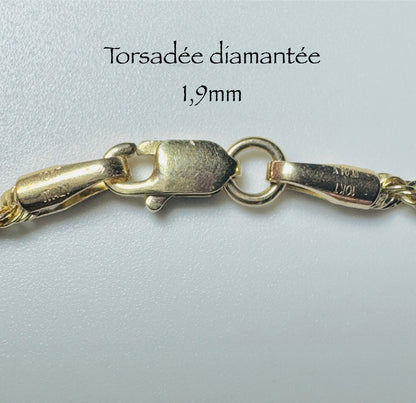 #112 bracelet torsadée diamantée 1,9mm en or 10k