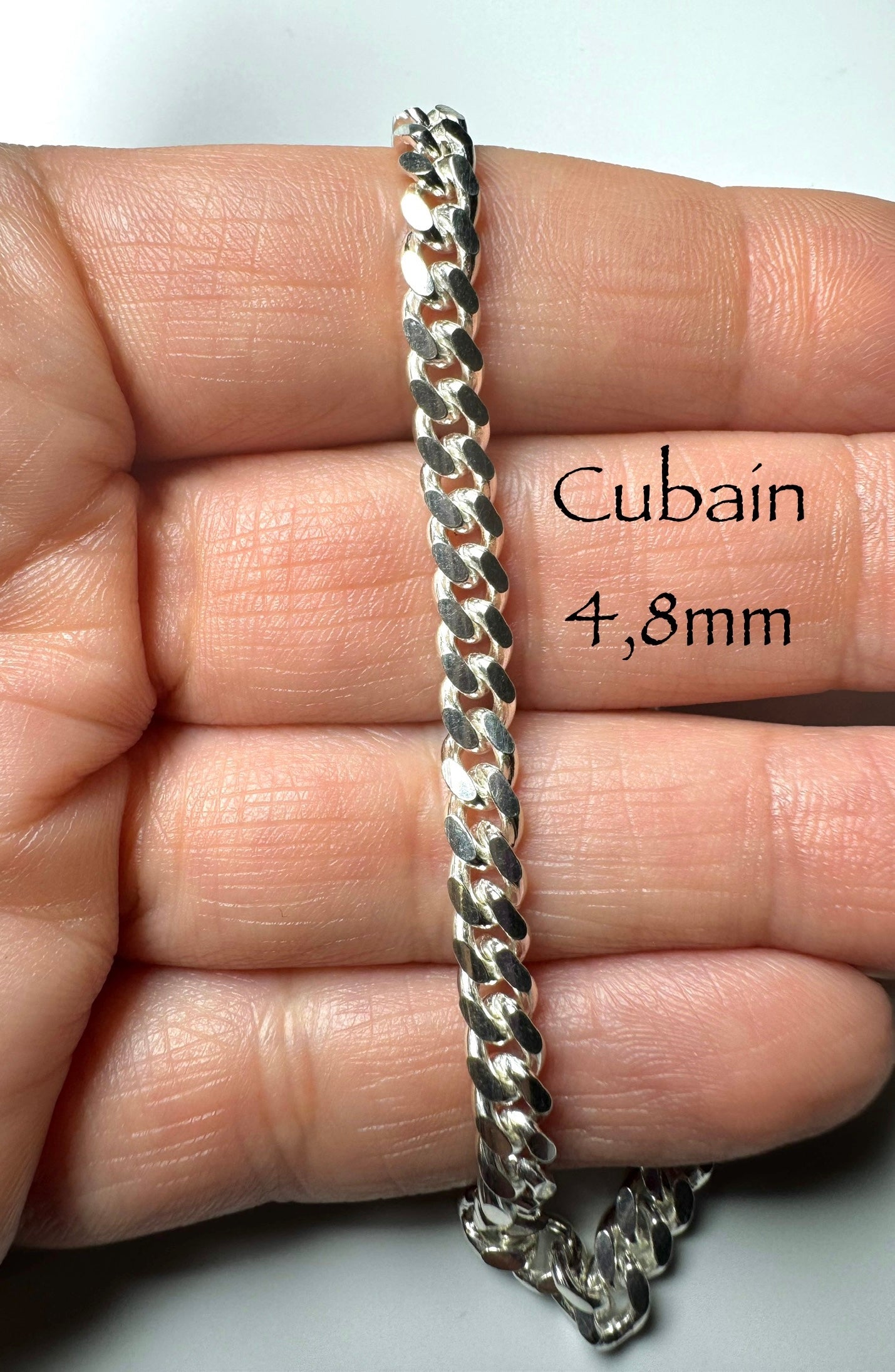 Bracelet Cubain 4,8mm en argent/sterling 925