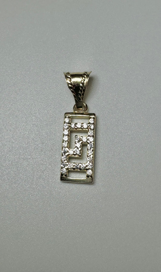 Rectangular Medusa Gold Pendant