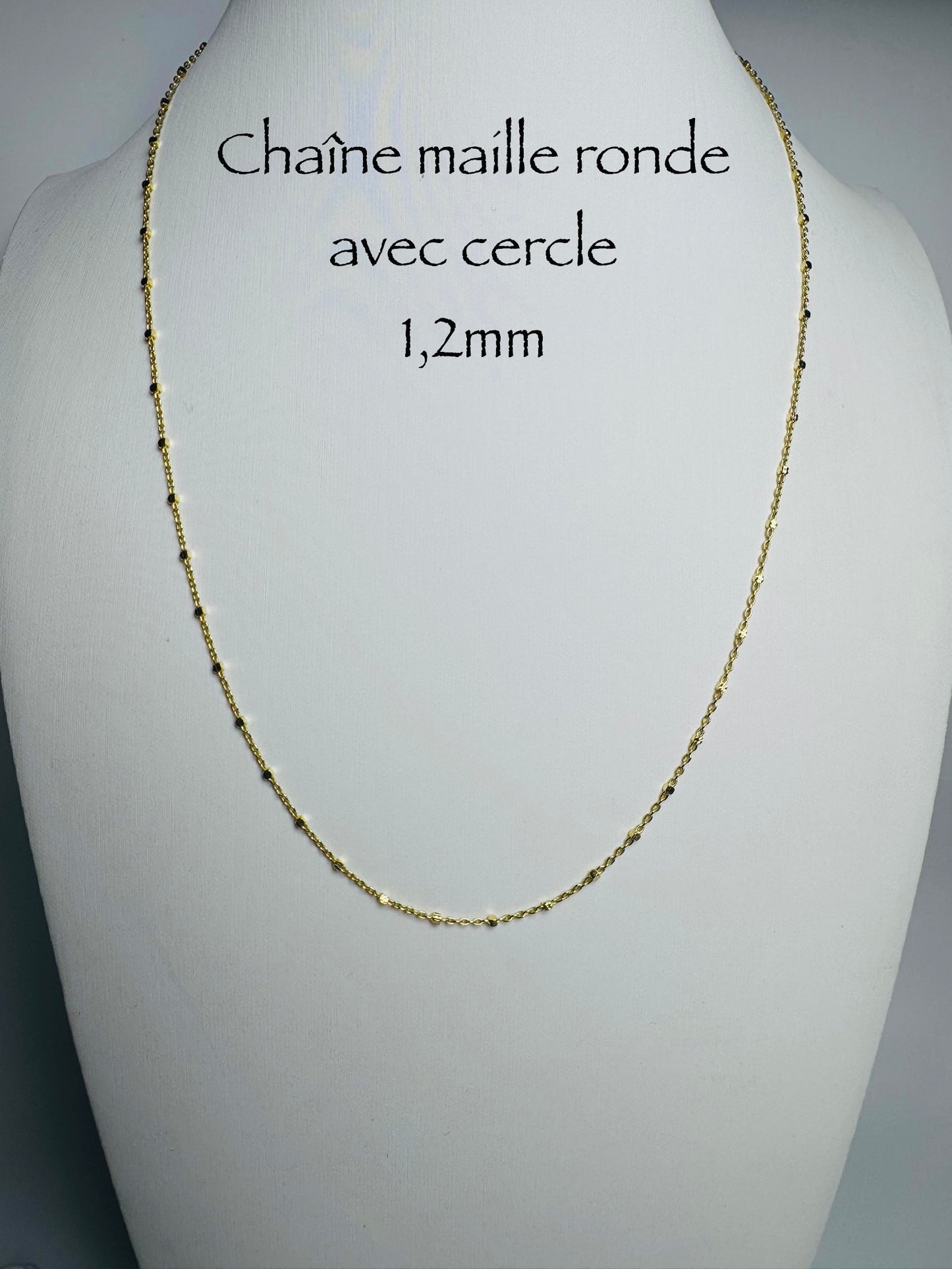 Chaîne maille ronde avec cercle en or 10 carats