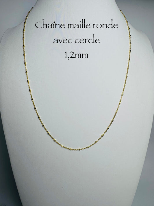 Chaîne maille ronde avec cercle en or 10 carats