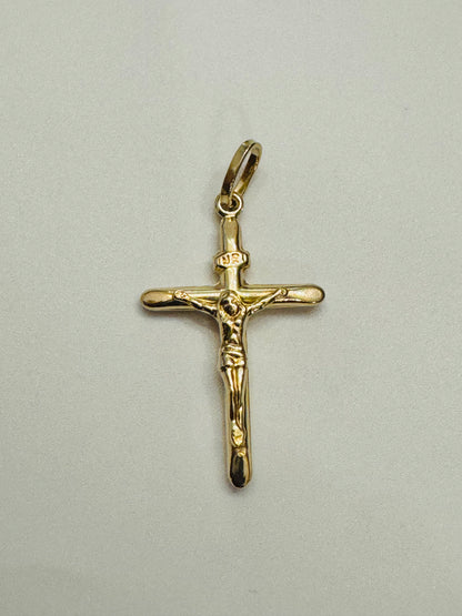 #432 pendentif croix crucifix NRI extrémité aplatie en vrai or 10K