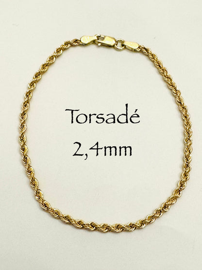 #101 bracelet torsadé 2,4mm en or 10k
