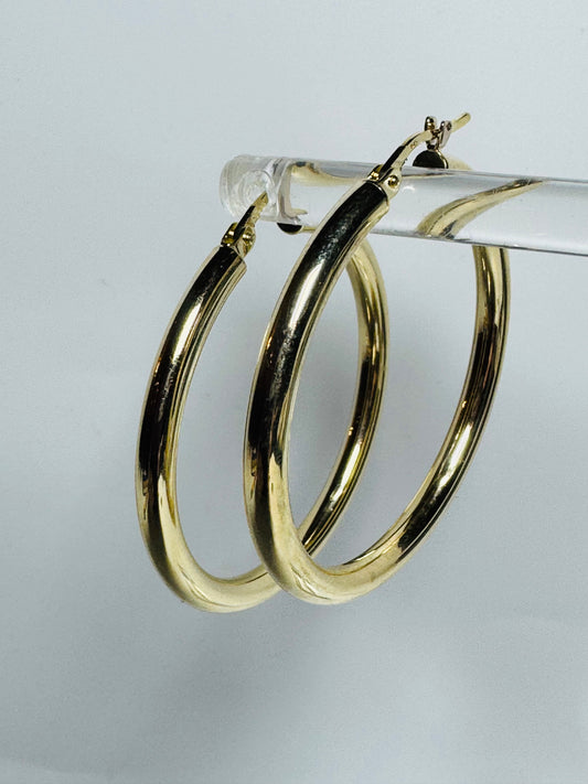 #317 boucles d’oreilles grandes anneaux 3mm en or 10k