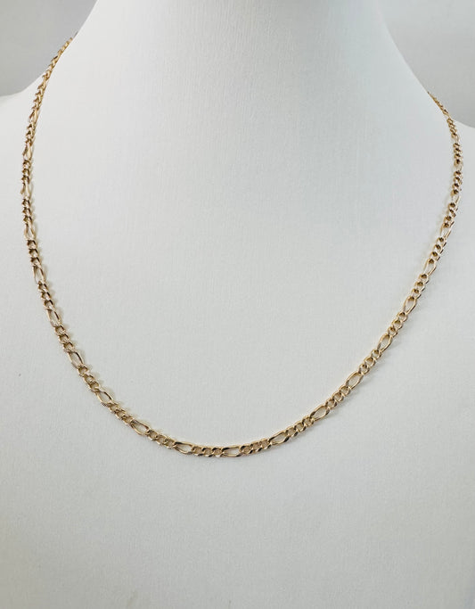 Chaîne figaro coupe diamantée 2,5mm en or 10k