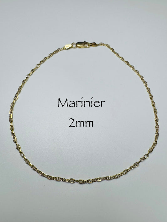 Lot De 10 Bracelets De Cheville Chaîne Cubaine Concave Plaqué Or 14K Lot De 10 Bracelets De Cheville Chaîne Cubaine Concave Plaqué Or 14K