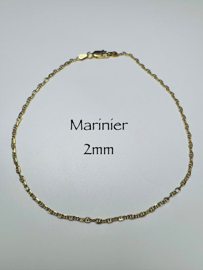 #501 2mm 10k Gold Sailor Anklet