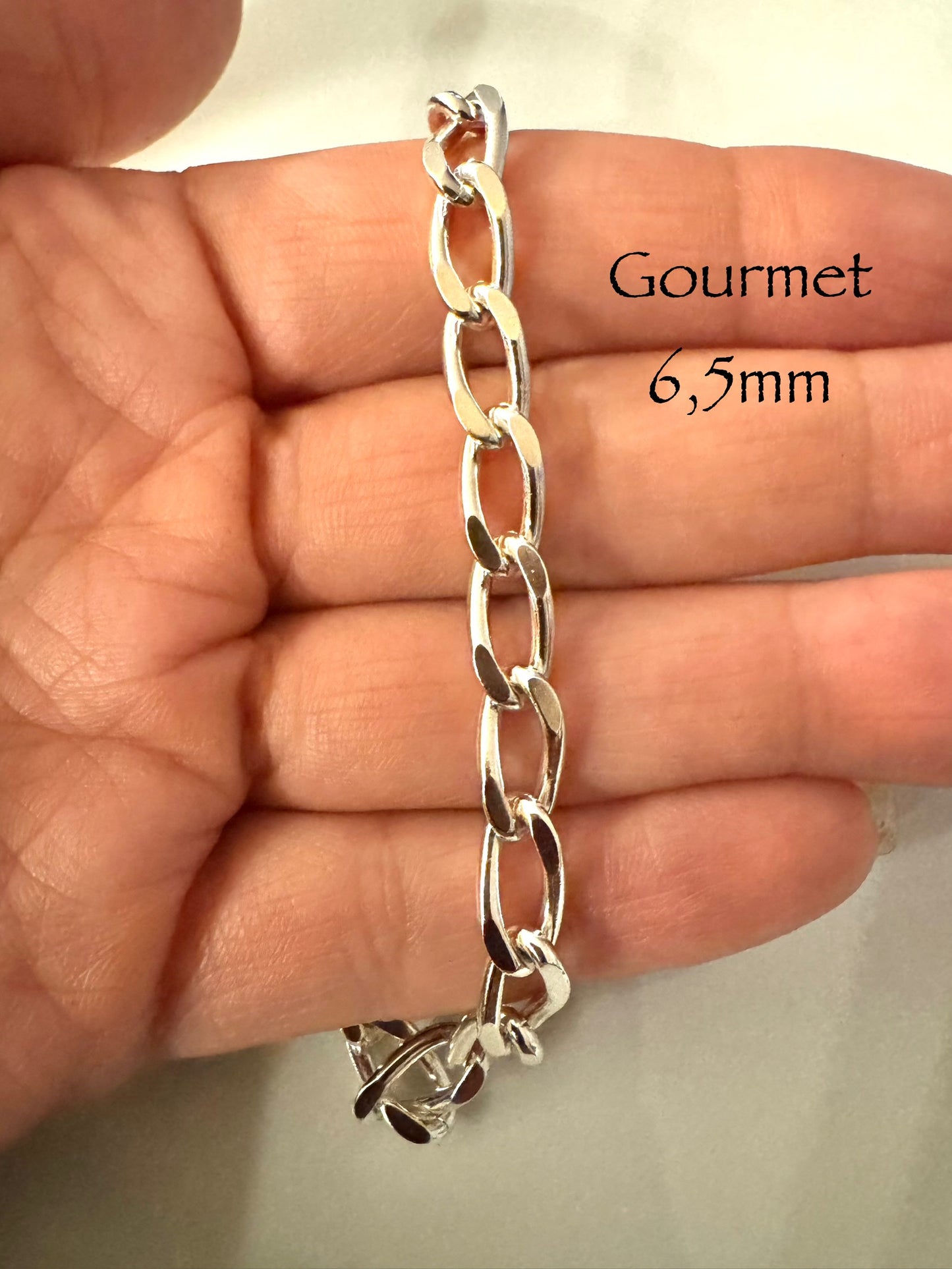 Bracelet gourmet 6,5 mm en argent/sterling 925