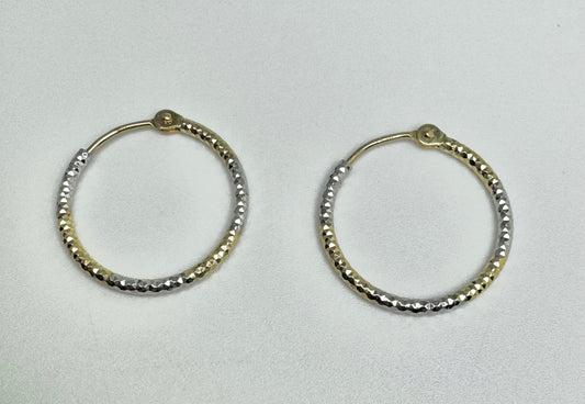 Gold hoop earrings 2 colors with engraving