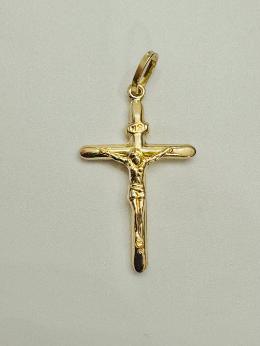 #432 pendentif croix crucifix NRI extrémité aplatie en vrai or 10K