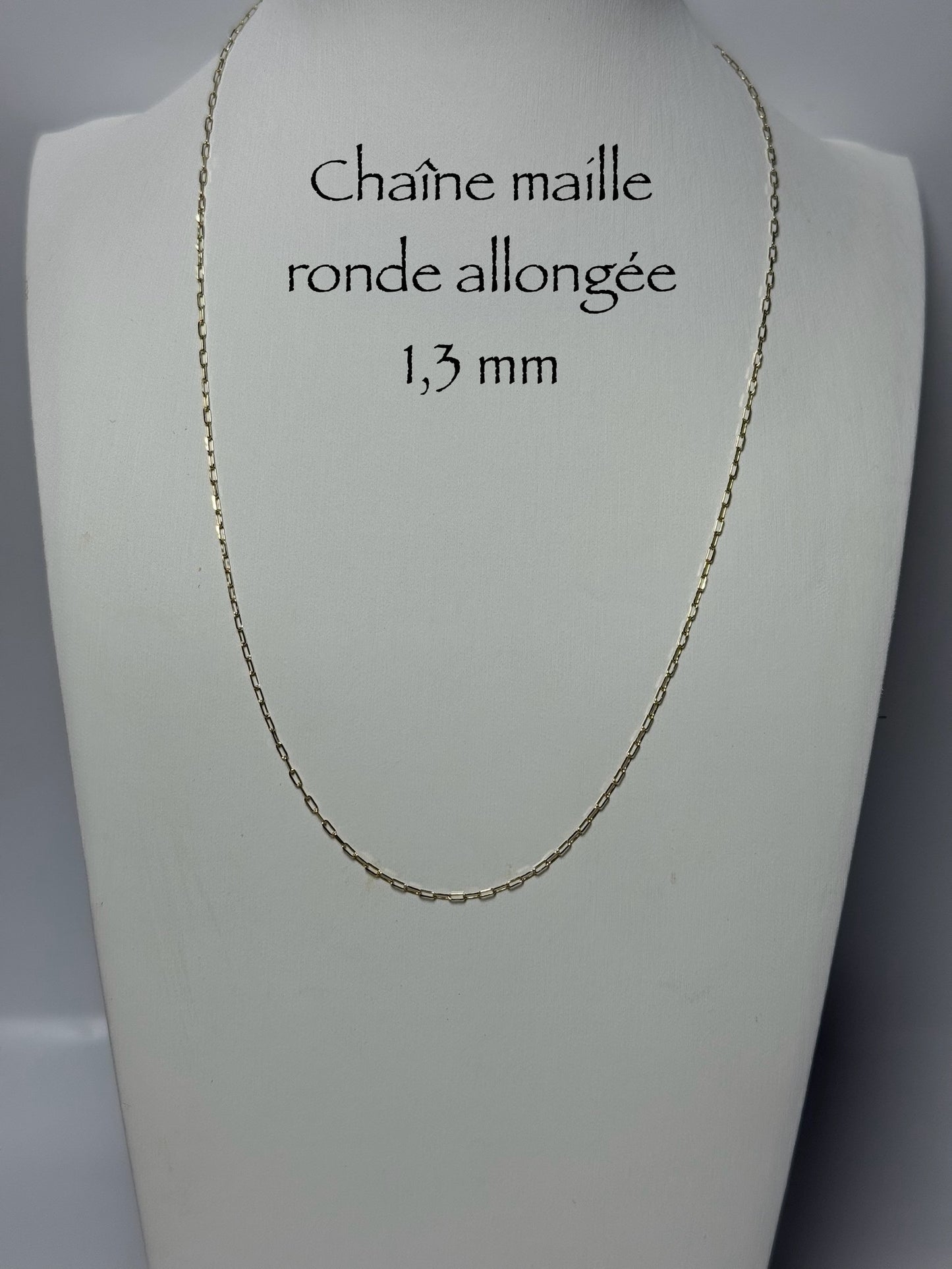 Chaîne maille ronde allongée 1,3mm en or 10k