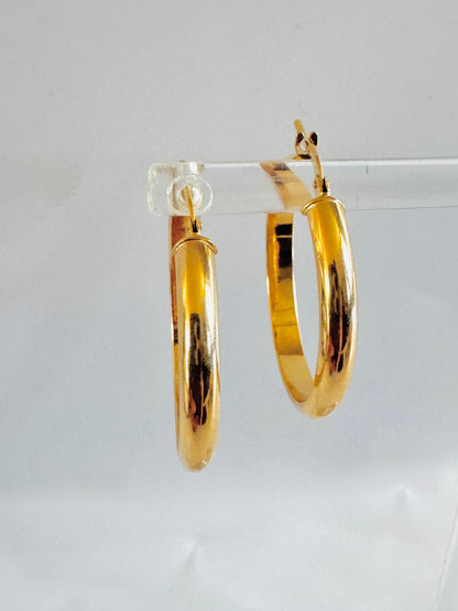 #306 boucles d’oreilles anneaux unies 3,4mm en or 10k