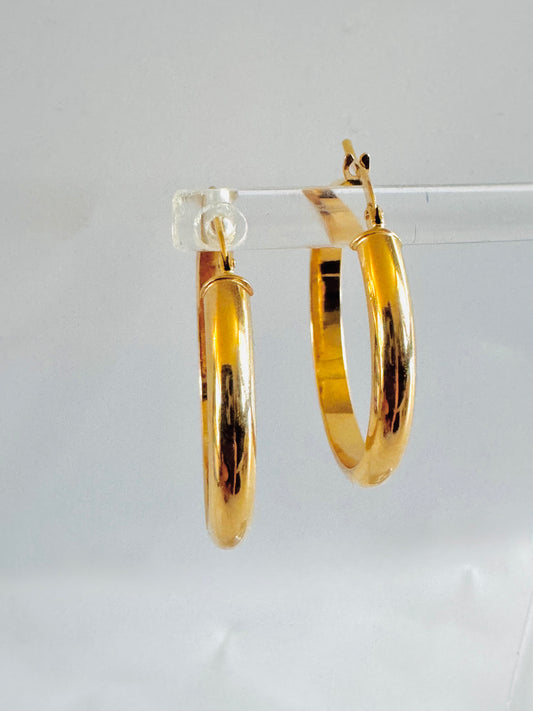 #306 boucles d’oreilles anneaux unies 3,4mm en or 10k