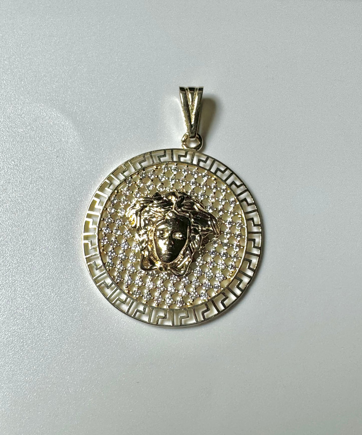 Gold Medusa Pendant with Zircon