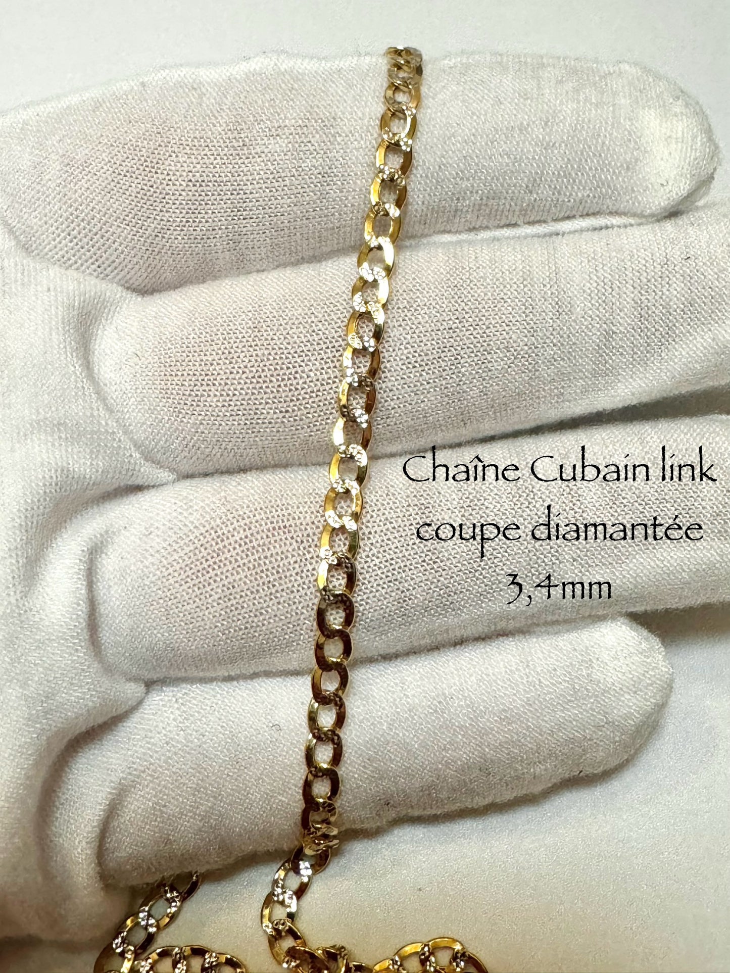 Cuban Link Gold Chain Diamond Cut 3.4mm