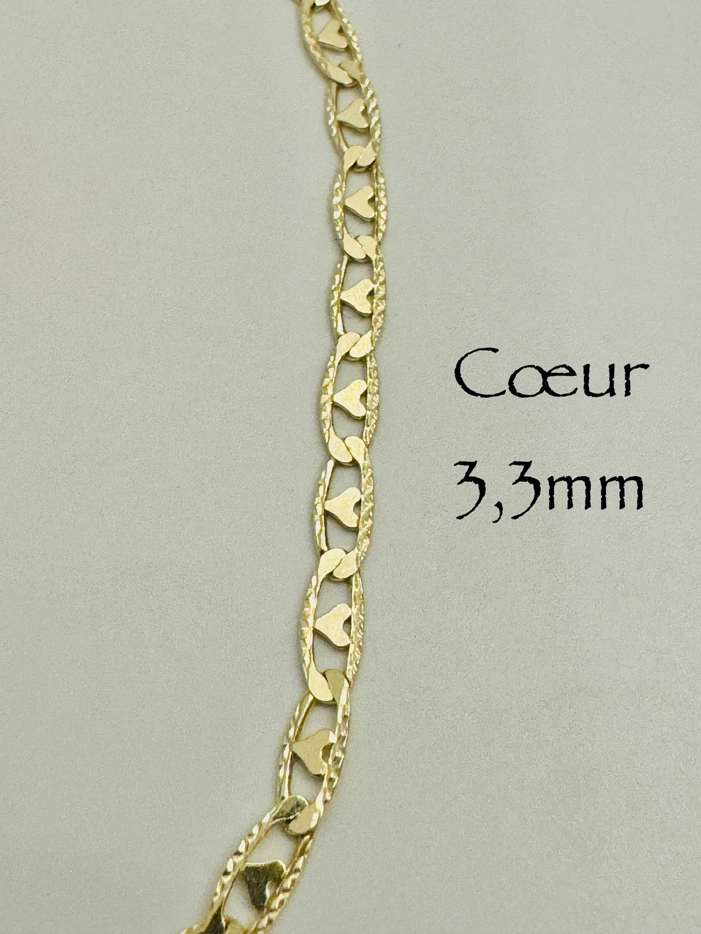 #110 Pulsera corazón de 3,3 mm en oro de 10k